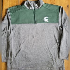 Michigan State Spartans Pullover Green Camo Size L 42/44 ProEdge 1/4 Zip Pockets